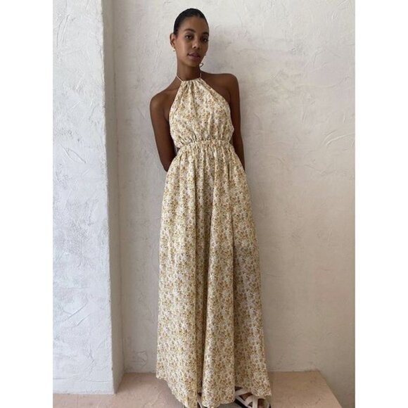 SIGNIFICANT OTHER Cara Floral Print Halter Neck Maxi Dress in Rosale Print US 10 - Picture 2 of 15